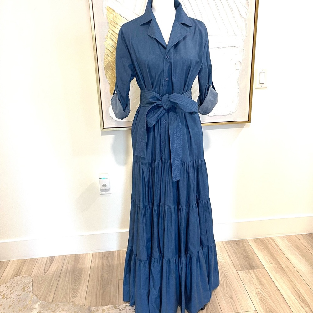 Chic Denim Blue Maxi Dress